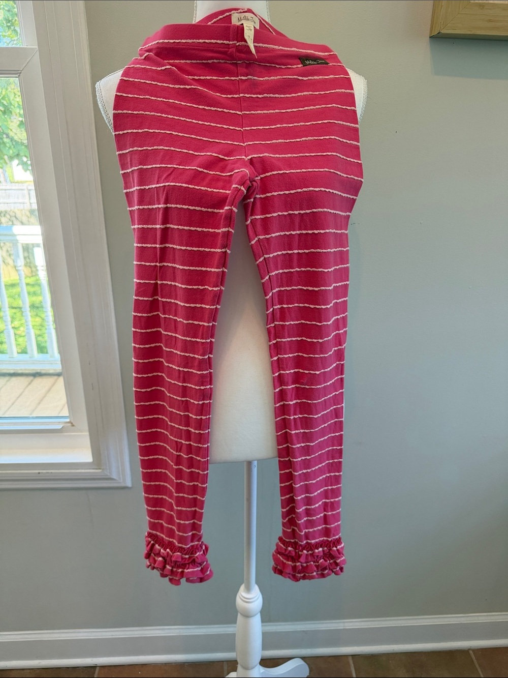 Matilda Jane Pink Striped Ruffle-Hem Leggings